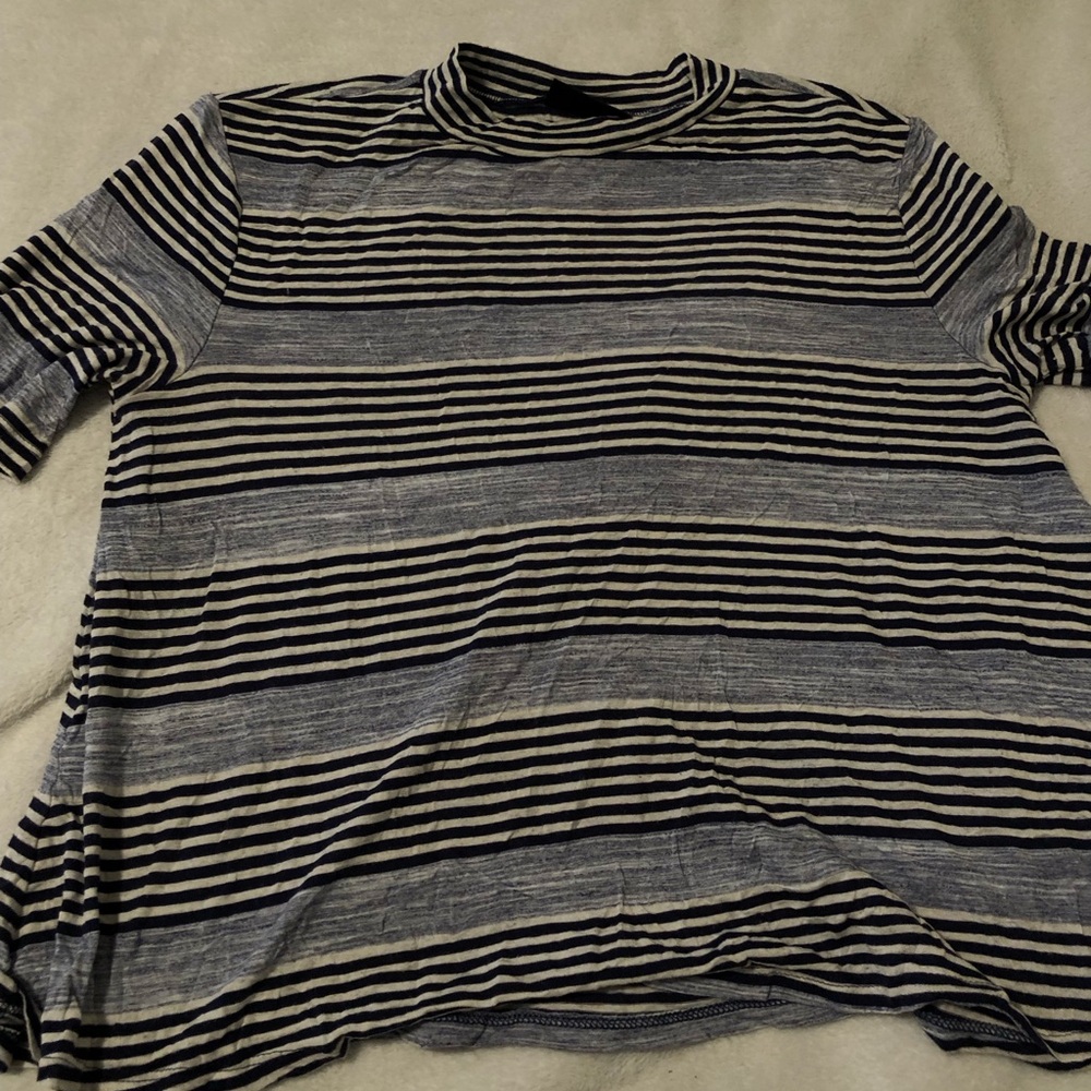 Apt. 9 Navy and White Striped Short Sleeve Tee
